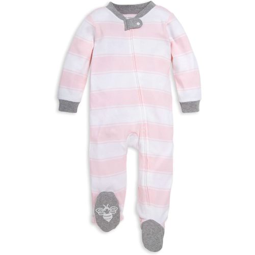 Burt's Bees Baby Girls Zip Front One-Piece Pajamas, Sleep & Play Loose Fit, 100% Organic Cotton