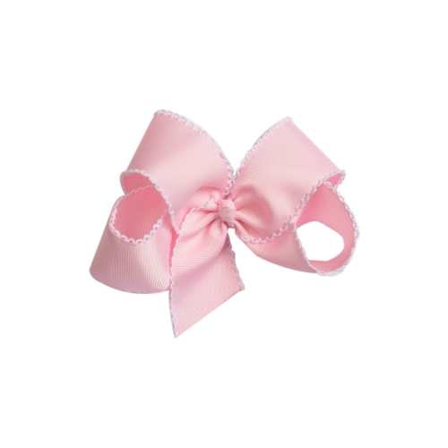Scalloped Edge Grosgrain Bow Pink – The Smocked Flamingo