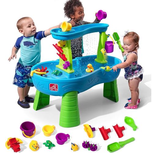 Amazon.com: Step2 Rain Showers Splash Pond Toddler Water Table, Kids Water and Sand Activity Sensory Playset, Summer Outdoor Toys, 13 Piece Toy Accessories, For Toddles 1.5+ Years Old : Toys & Games