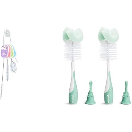 Munchkin® Details™ Bottle and Cup Cleaning Brush 4 Piece Set with Key Ring & Sponge™ Bottle Brush, 2 Pack, Green
