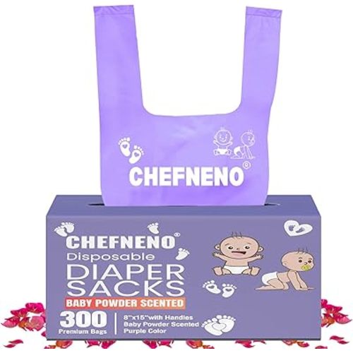 Baby Diaper Bag Disposable (300 ct.) Fresh Baby Powder Scented Easy Tie Handles Scented Diaper Sacks Disposable Dog Poop Waste Bags Cat Litter Clump & Poop Bags Sanitary Pad Waste Bags (300 Bags)