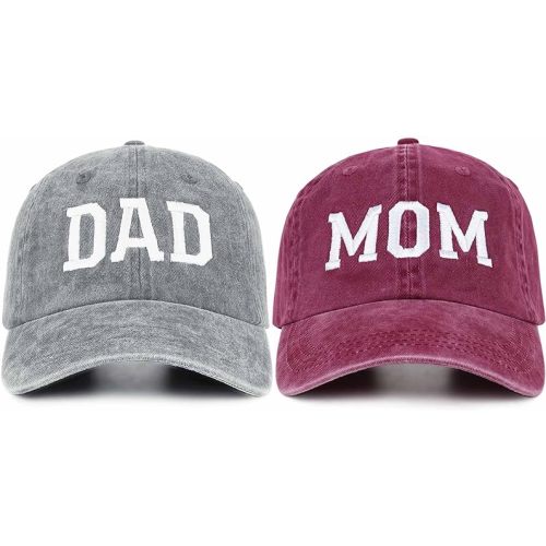 Mom and Dad Hats New Parents Gifts for Couples, Embroidered Adjustable Baseball Caps Gift for New Mom Dad