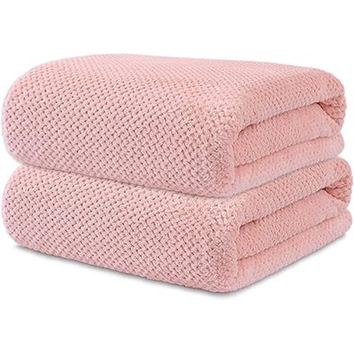 2 Pack Bath Towel Set, Bigger Size Waffle Bath Towel Set, Super Soft Highly Absorbent, Sturdy Quick Drying Towels for Bathroom, Gym, SPA, Yoga (2 Piece 27" x 55", 2 LightPink)
