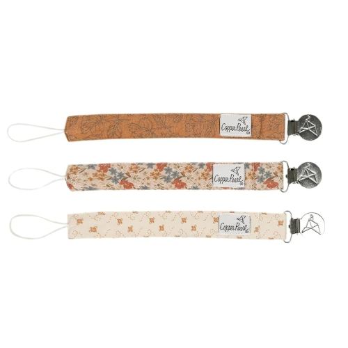 Copper Pearl Pacifier Clips 3-Pack: Eden - Premium Knit Binky Clips for Baby Girls and Boys - Stylish Stainless Steel Pacifier Holder Clip - Baby Pacifier Clips for No More Floor Drops