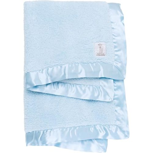 Little Giraffe Baby Blanket - Chenille Soft Blanket with Satin Trim - Baby Stroller Blanket - Newborn Baby Essentials & Gifts - 29" x 35" - Blue