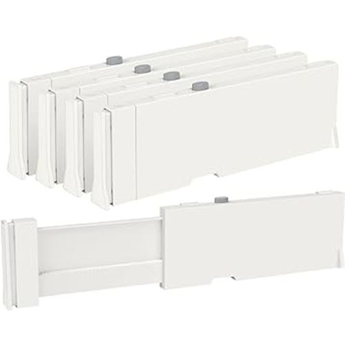Vtopmart Drawer Dividers for Clothes 4 Pack, Adjustable 4" High Expandable from 11.6"-17" Dresser Drawer Organizer, Plastic Drawers Separators for Dresser, Baby Clothes, Kitchen and Office Storage