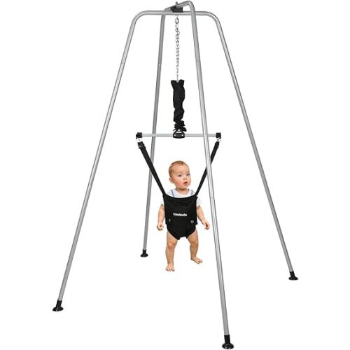 Cowiewie Baby Jumper with Stand, 2 in 1 Walking Harness Function, Quick-Folding Stand for Easy Storage, Portable Baby Jumper 6-12 Months