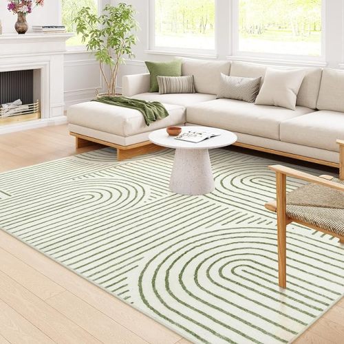 Lahome Abstract 8x10 Rugs for Living Room, Soft Green 8x10 Area Rugs for Bedroom Non-Slip, Ultra-Thin Rainbow Boho Accent Carpet for Dining Room Office, Green