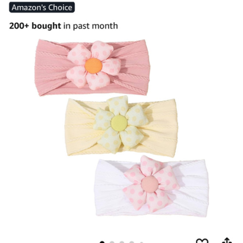 3 Pcs Baby Flower Headbands Baby Girls Nylon Headband Soft Hairbands Hair Accessories for Newborn Infant Toddler Kids (Yellow Pink White)