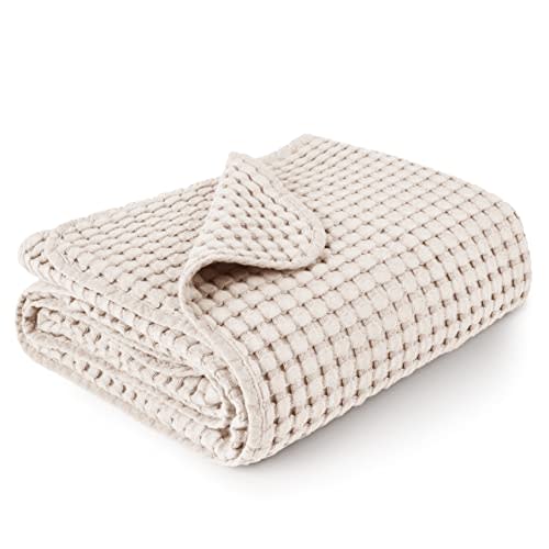 Konssy Waffle Baby Blanket - Soft & Cozy Nursery Swaddle Blanket, Lightweight Toddler Throw for Boys & Girls, Ideal for Wrapping (Oat)