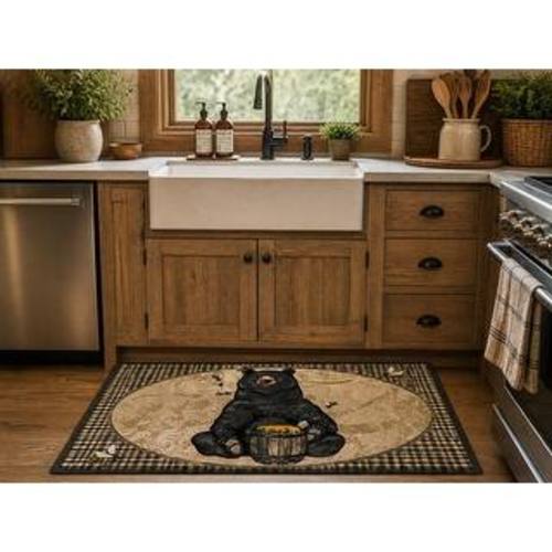 American Destination Honey Bear Black Nylon Washable Accent Rug - 30"x46"