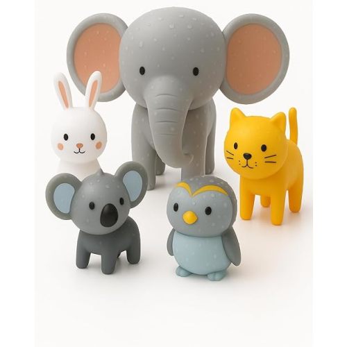 SplashEZ Bath Toys for Toddlers, Mold Free Bath Toys for Kids & Toddlers, No Hole for Bathtub, Pool, Shower Boys & Girls, 5 Animals