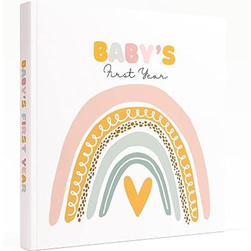 Baby’s First Year Book - Baby Memory Book for Girls to Document, Cherish Moments Baby First Year Baby Keepsake Book, Baby First Year Photo Album with Pocket for Modern Families | Size 9.5x9"