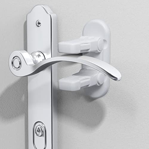 Door Lever Lock (3 Pack) Door Locks for Kids Safety, Baby Proofing Door Knob Child Proof Door Knob Covers, Child Safety Locks for Doors, with 3M Adhesive, for Doors, Windows, Bathtubs, Faucets (White)