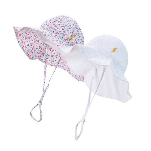 Baby Girls Sun Hat Cute Flower Toddler Summer Outdoor Infant Beach Wide Brim Flowers and tie dye