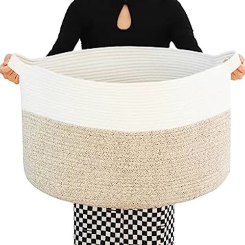 UUJOLY Collapsible Laundry Basket, Laundry Hamper with Handles Waterproof Round Cotton Linen Laundry Hamper Printing househol