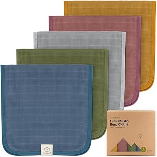 5-Pack Cotton Muslin Burp Cloths Baby Girls, Boys - Soft & Absorbent Spit Up Burp Rags, Large Muslin Towel, Cotton Wash Cloths for Babies, Newborn, Infant, No Shrink, Durable, Neutral (Corals)