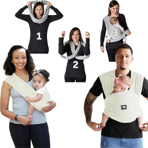 Organic Baby K'tan Baby Carrier 100% GOTS Certified Cotton: #1 Easy Pre-Wrapped 5 in 1 Baby Sling | Ready to Wear | Pillowy Soft Hands Free Infant Wrap | Newborn to Toddler up to 35lb (See Size Chart)