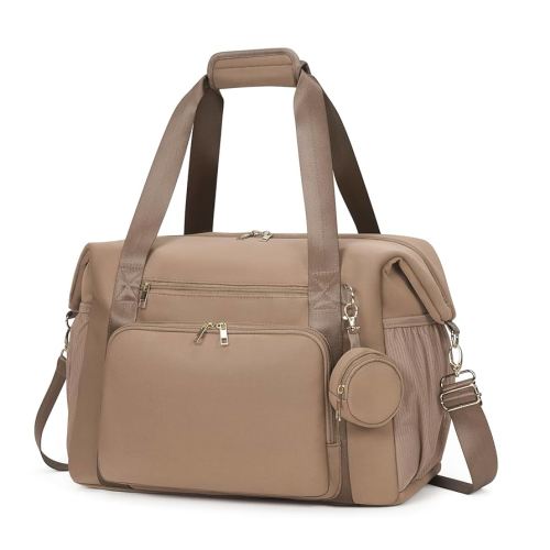 CEI-CEI Diaper Tote Large Neoprene Maternity Hospital Bag for Labor and Delivery Waterproof Travel Baby Bag for Mom and Dad with Pacifier Case Changing Pad and Stroller Straps (Oat)