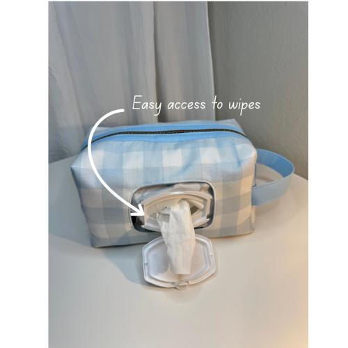 Blue Gingham Diaper & Wipe Pouch | Diaper Bag | Diaper Pouch | Baby Shower Gift | First time mom Gift |