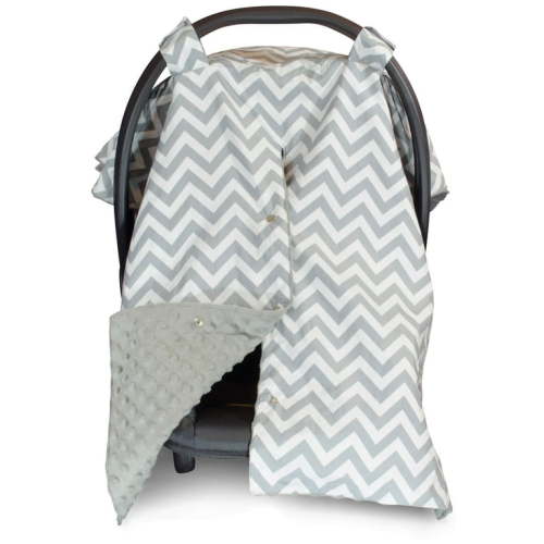 Kids N' Such Peekaboo Baby Car Seat Canopy Infant Carrier Cover for Travel, Chevron & Gray