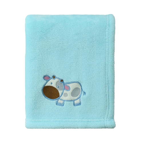 CREVENT Fleece Baby Blanket 30''X40'' - Blue Cow Design, Suitable for Crib, Cot, Stroller