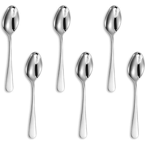 KEAWELL Premium Louise Demitasse Espresso Spoons, 18/10 Stainless Steel Mini Coffee Spoons, Dishwasher Safe (4.7 inches, 6)