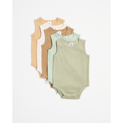 Baby Organic Cotton Rib Bodysuit 5 Pack