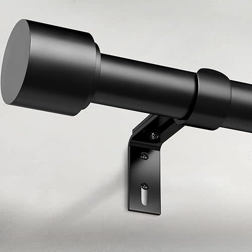 GEEBOBO Black Curtain Rods for Windows 66 to 120 Inch, 1 Inch Adjustable Heavy Duty Easy Install Curtain Rods Set for Outdoor, Patio, Farmhouse, Bedroom, Living Room (Black, 30"-120")