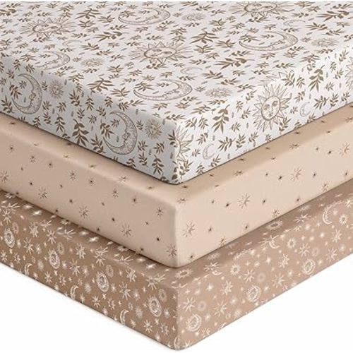 Sábanas para cuna de bebé para niños y niñas, sábana bajera para cuna neutra, paquete de 3 para cuna estándar y colchón para niños pequeños, sábana de bebé de microfibra suave transpirable de