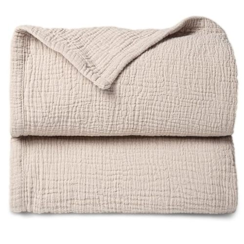 lulumoon Muslin Quilt Blanket, Crib Blanket for Baby and Toddler,47x47 Inches(Ivory)