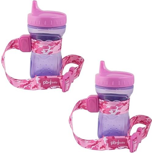 SippyPal Sippy Cup Holder Strap Leash Tether (Pink Camo 2-Pack)