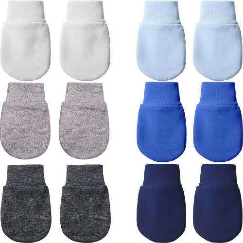 6 Pairs Newborn Baby Mittens, Soft Cotton Infant Toddler Anti Scratch Gloves, Unisex for 3-9 Months Girls Boys