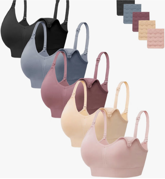 HBselect Women Maternity Bras 5 Pack Nursing Bras for Breastfeeding