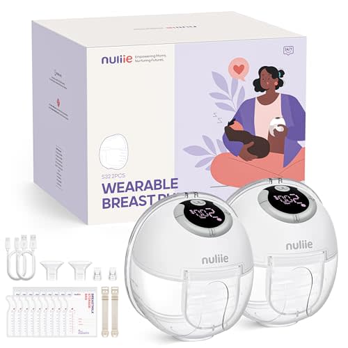 Nuliie Hands-Free Breast Pump, Wearable Breastfeeding Pump 4 Modes 9 Levels with 18/21/24MM Flange, Electric Breast Pump Portable, Replaced Pumping Accessories Included (2 Packs, WhiteSmoke)
