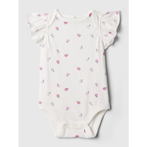 babyGap Mix and Match Ruffle Bodysuit in ladybug white, size: 0-3 M