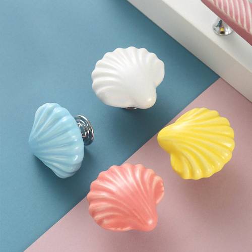 Dresser Drawer Knob White Shell Ceramic Knobs Nautical Kitchen Cabinet Dresser Drawer Pull Handles Cute Children's Knobs Furniture Hardware