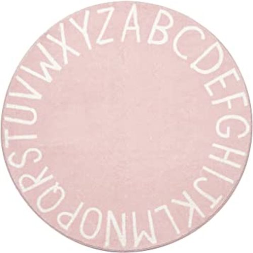 Topotdor Round Kids Play Rug Alphabet Nursery Area Rug Extra Large Soft Crawling Play Mat for Children Toddlers Bedroom (40 inch, Pink)