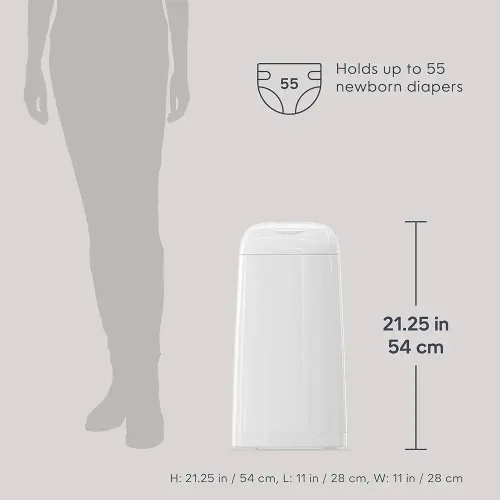 Diaper Genie Classic Pail Includes 1 Starter Square Refill That can Hold up to 165 Newborn-Sized Diapers.