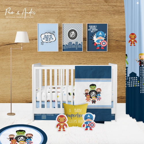 SUPERHERO Customized Crib Bedding Set, FREE Customized design, Bedding, baby crib bedding, Avengers, BOY crib bedding, baby bedding