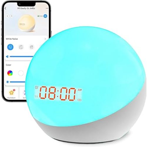 Ready to Rise Children's Sleep Trainer, Night Light, Alarm Clock, White Noise for Nursery or Soother, Toddler & Kids Bedroom, Built-in Battery, App Control (5nd Gen Upgrade)