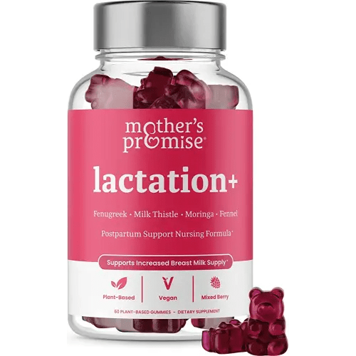 Mother's Promise Lactation Supplement Gummies for Breast Milk Production Increase | Postnatal Lactation Support for Breastfeeding, Nursing & Lactating with Fenugreek, Moringa & Milk Thistle | Vegan