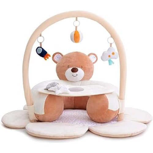 Baby Gym Play Mat, Tummy Time Mat & Activity Gym, Infant Play Mat with Detachable Toys for Sensory Exploration and Motor Skill Development