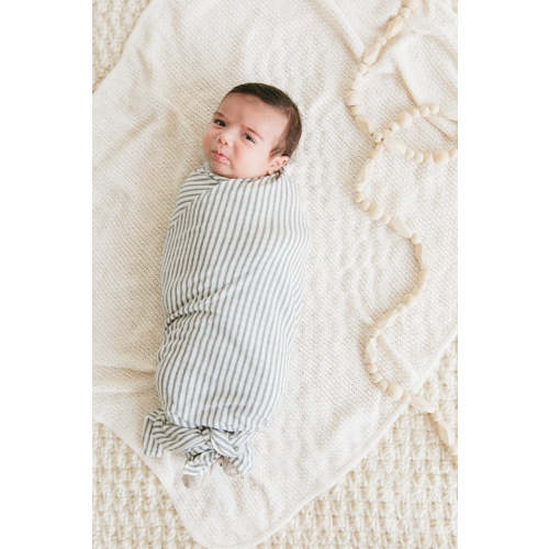 Natural + Grey Stripe Swaddle