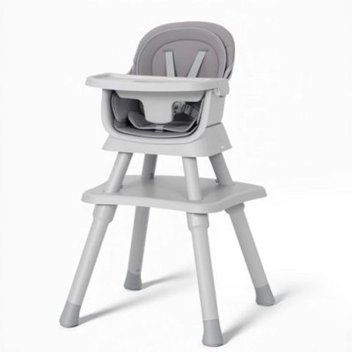 TODECARE Baby High Chair, 8 in 1 Convertible Highchair for Baby& Toddler, Booster Seat, Toddler Chair with Safety Harness, Removable Tray, Gray