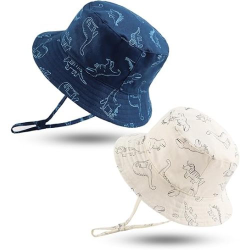 JANGANNSA Dinosaur Baby Boys Sun Hat Cotton Toddler Girls Bucket Hats Summer Sun Protect Cap for Kids