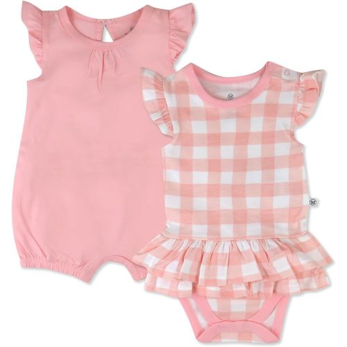 HonestBaby Multipack Short Romper Sets and Dresses 100% Organic Cotton for Infant Baby and Toddler Boys, Girls, Unisex