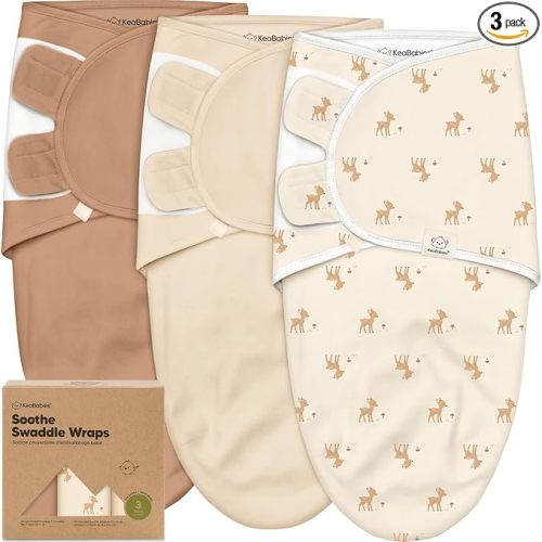 KeaBabies 3pk Organic Baby Swaddles for Newborns, Infant (Lil Fawn, 0-3M)
