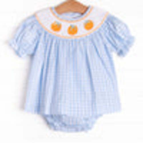 Happy Harvest Smocked Diaper Set, Blue Check – Stitchy Fish