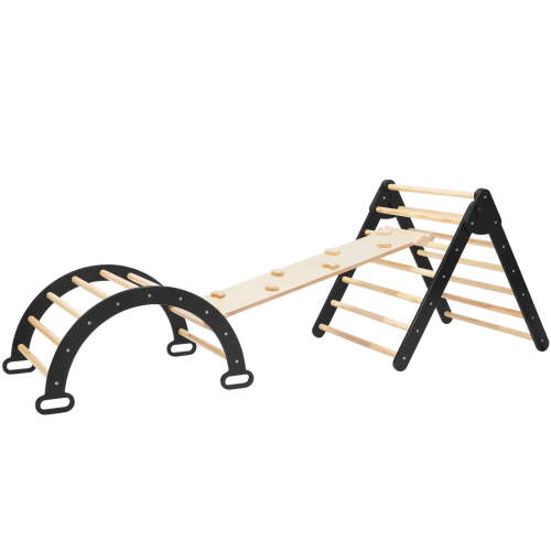 HARPPA 3 in 1 Pikler Triangle Set, Montessori Climbing Toys for Toddlers 1-6 Years, Black